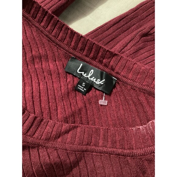 Lulus Red Ribbed One Shoulder Pullover Long Sleeve Blouse S - Picture 4 of 5